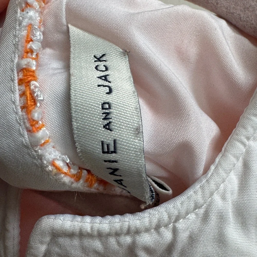 NWOT Janie and Jack 3T Girls Orange and White Tweed Sleeveless Formal Dress
